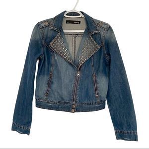 Studded denim jean jacket M blue EUC